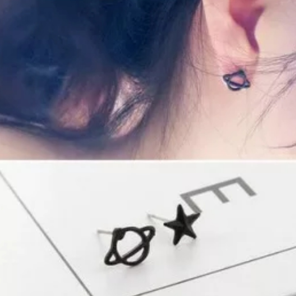 Retro Space Stud Earrings. - Picture 2 of 3